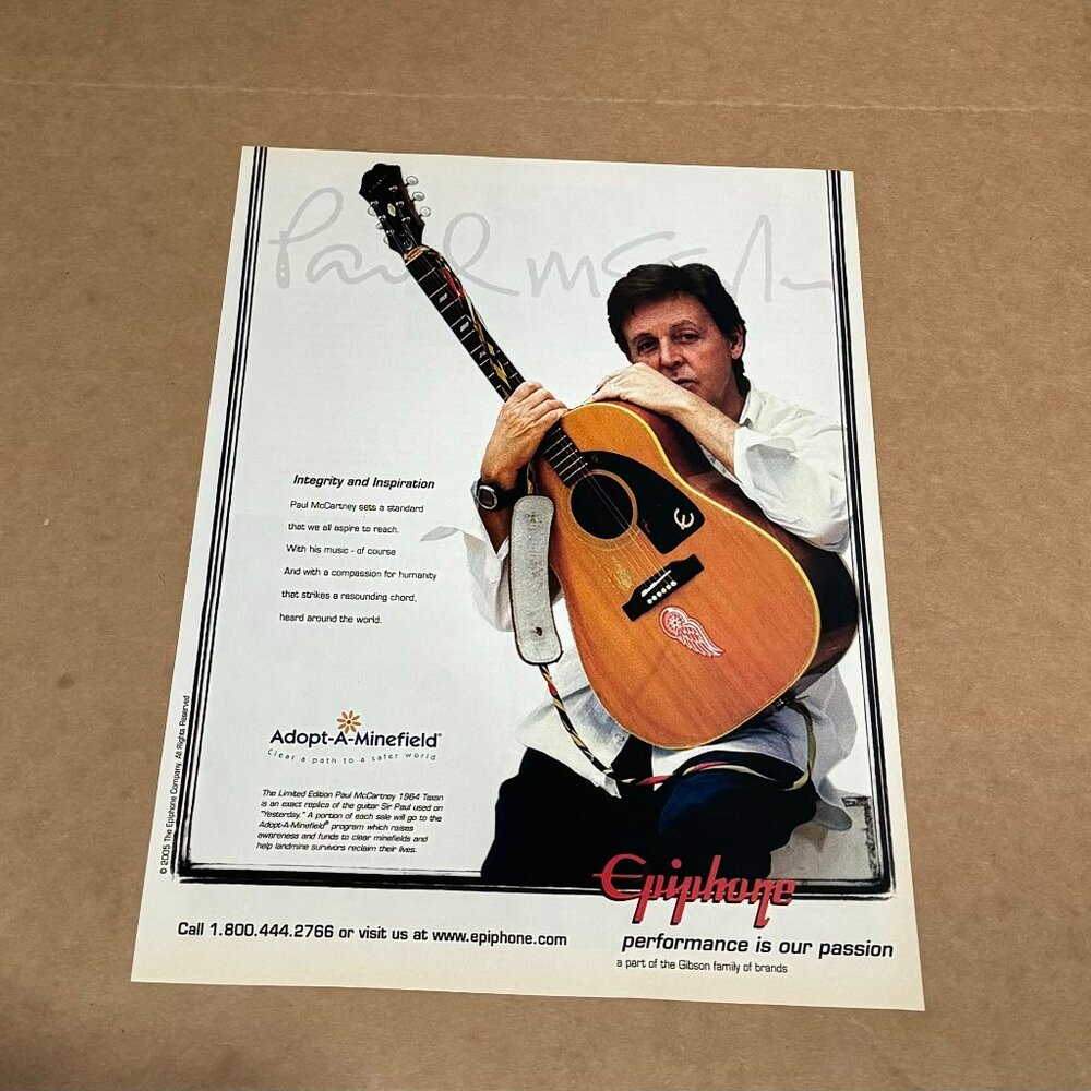 Paul McCartney of The Beatles - Epiphone Guitars - 2005 Print Advertisement
